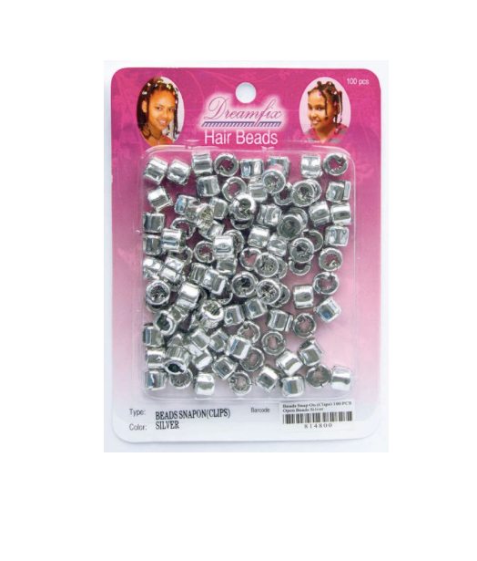 Dream Fix - Hair Beads Snap On Clips/Hårpärlor, Silver