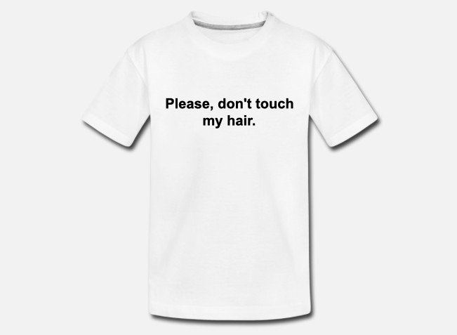 Barn T-shirt – ”Please, don’t touch my hair”, Vit